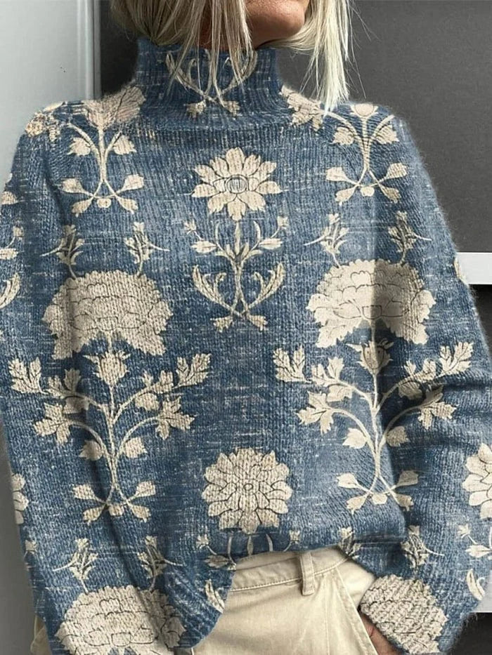 Ashley | Women's Knit Turtleneck Jumper with Woodland Animal Print