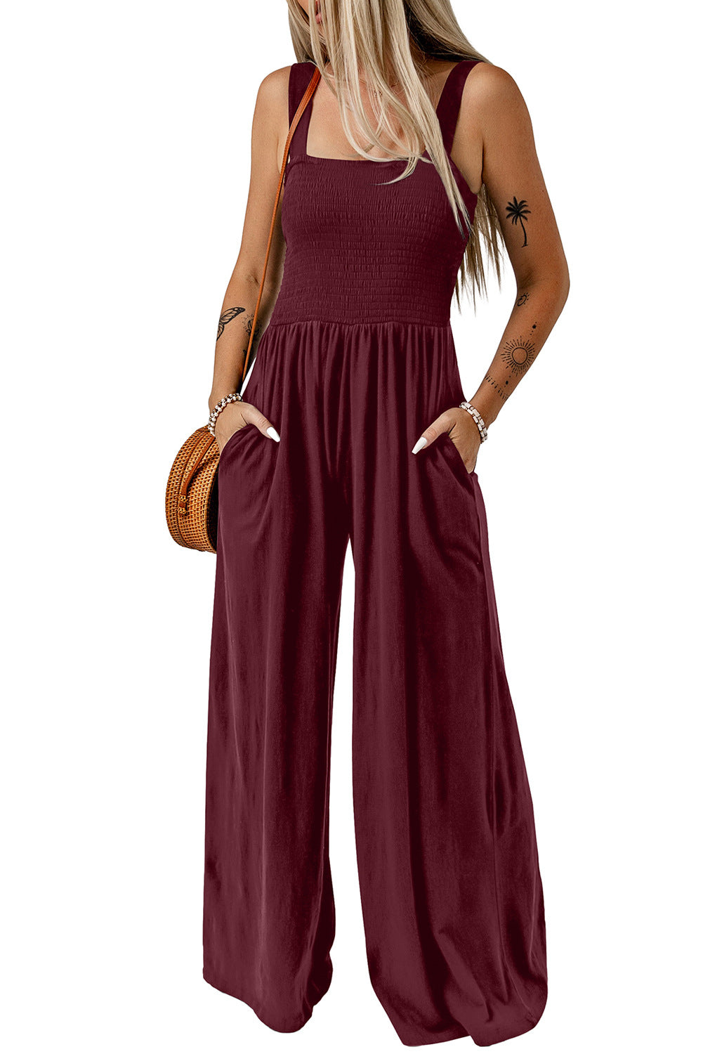 CATHLEEN™ – Lightweight Wide-Leg Square Neck Jumpsuit