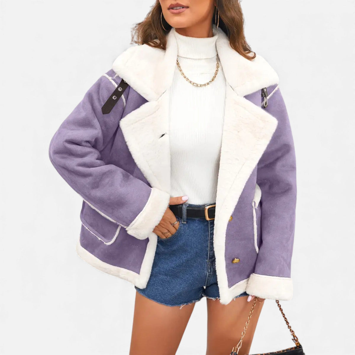 Dorvelli | Women’s Faux-Wool Winter Jacket – Collar Coat with Pockets