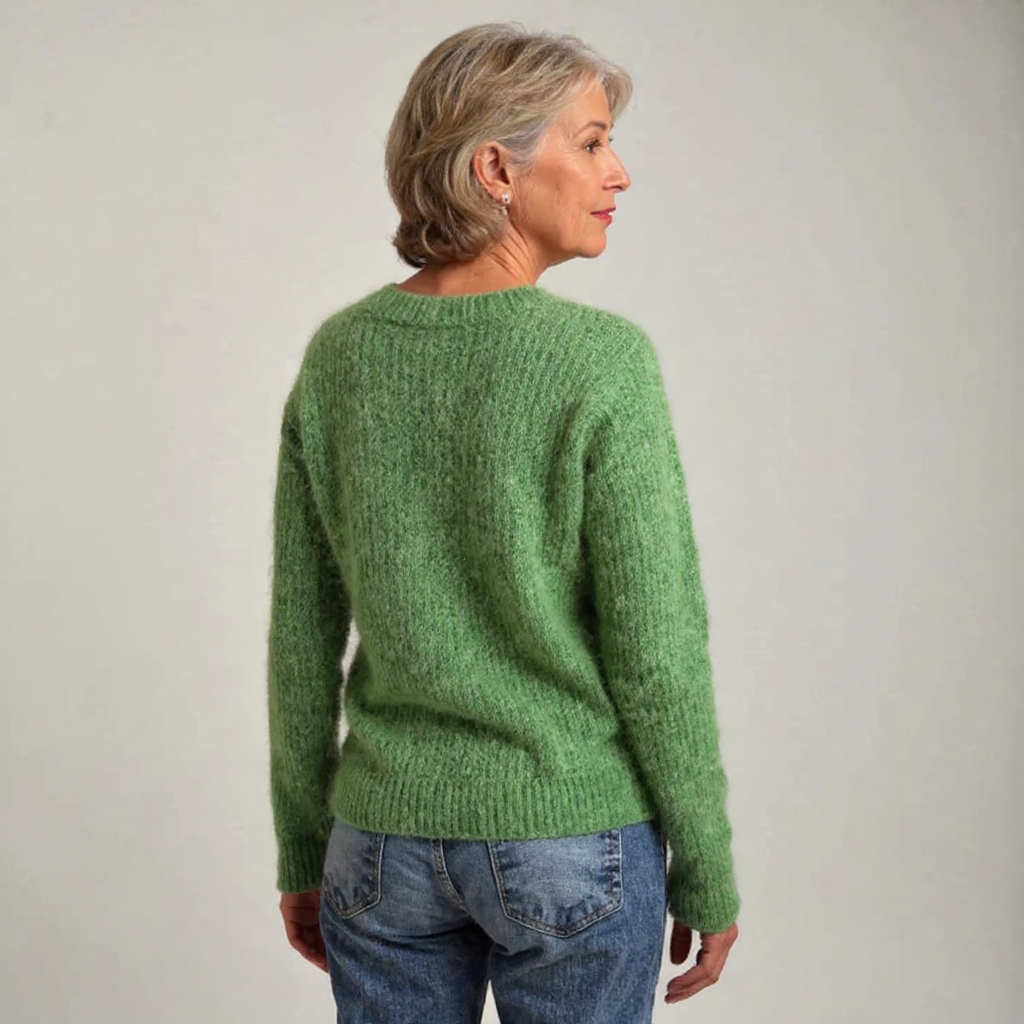 Addison | Women's Ribbed Knit Round Neck Jumper with Sheep Motif