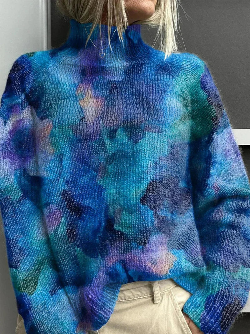 Ashley | Women's Knit Turtleneck Jumper with Woodland Animal Print