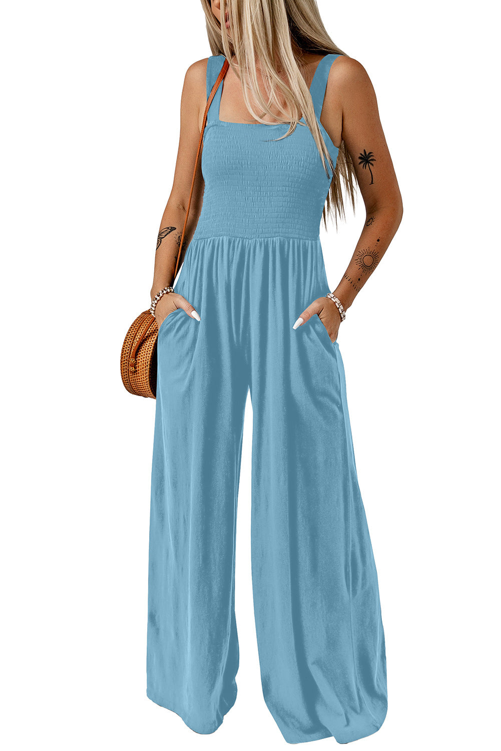 CATHLEEN™ – Lightweight Wide-Leg Square Neck Jumpsuit