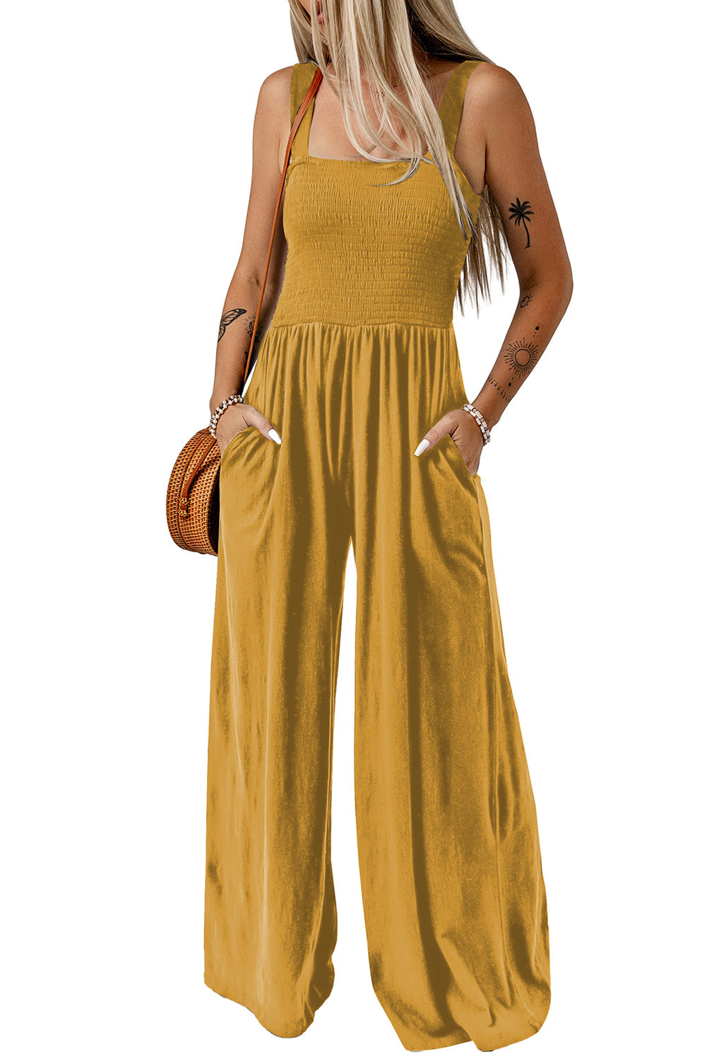 CATHLEEN™ – Lightweight Wide-Leg Square Neck Jumpsuit