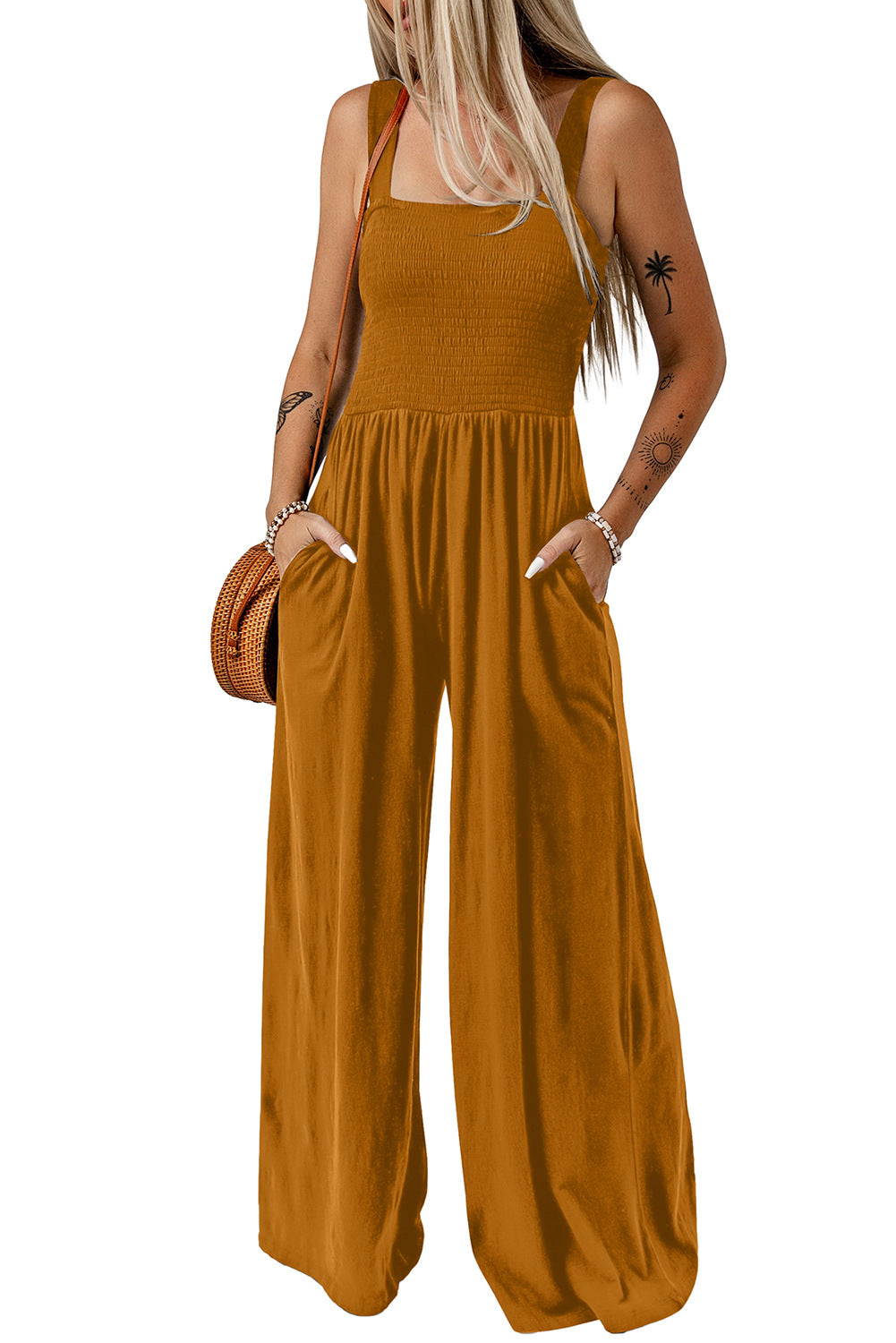 CATHLEEN™ – Lightweight Wide-Leg Square Neck Jumpsuit
