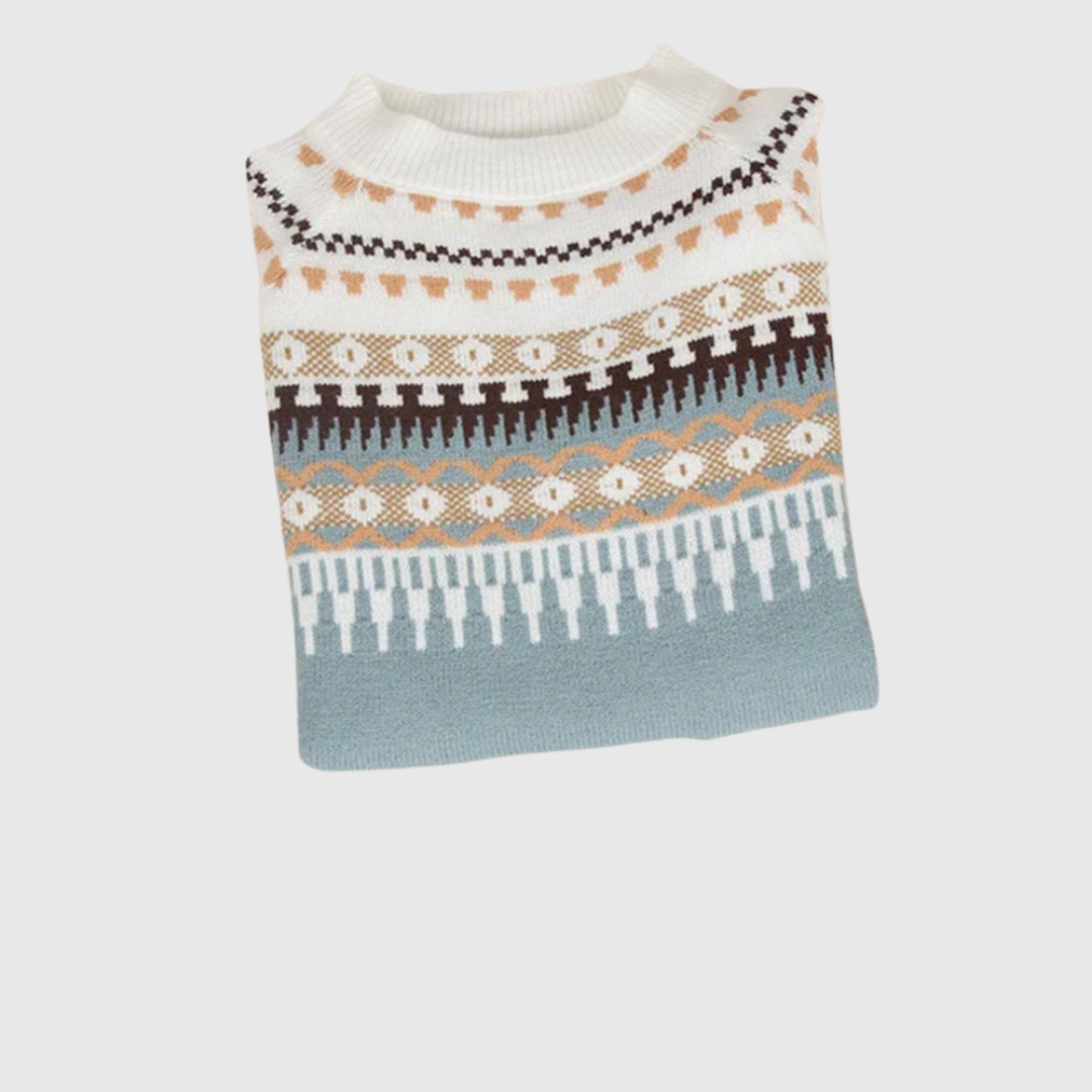 Celeste | Women's Knit Fair Isle Yoke Jumper with Geometric Pattern
