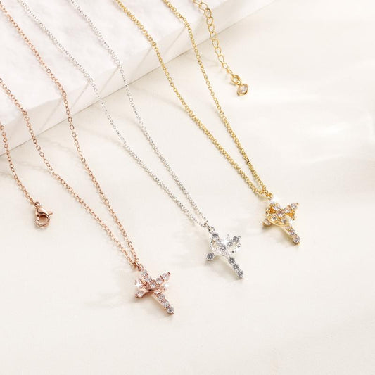 CLARISSE™ – Classic Cross & Crown Necklace