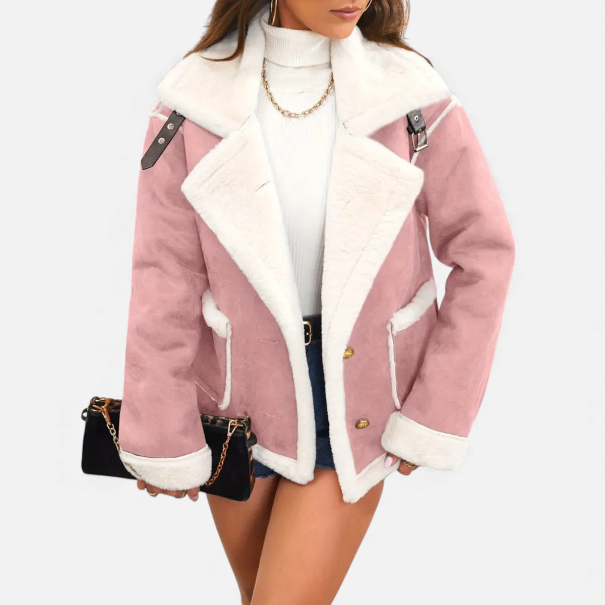 Dorvelli | Women’s Faux-Wool Winter Jacket – Collar Coat with Pockets