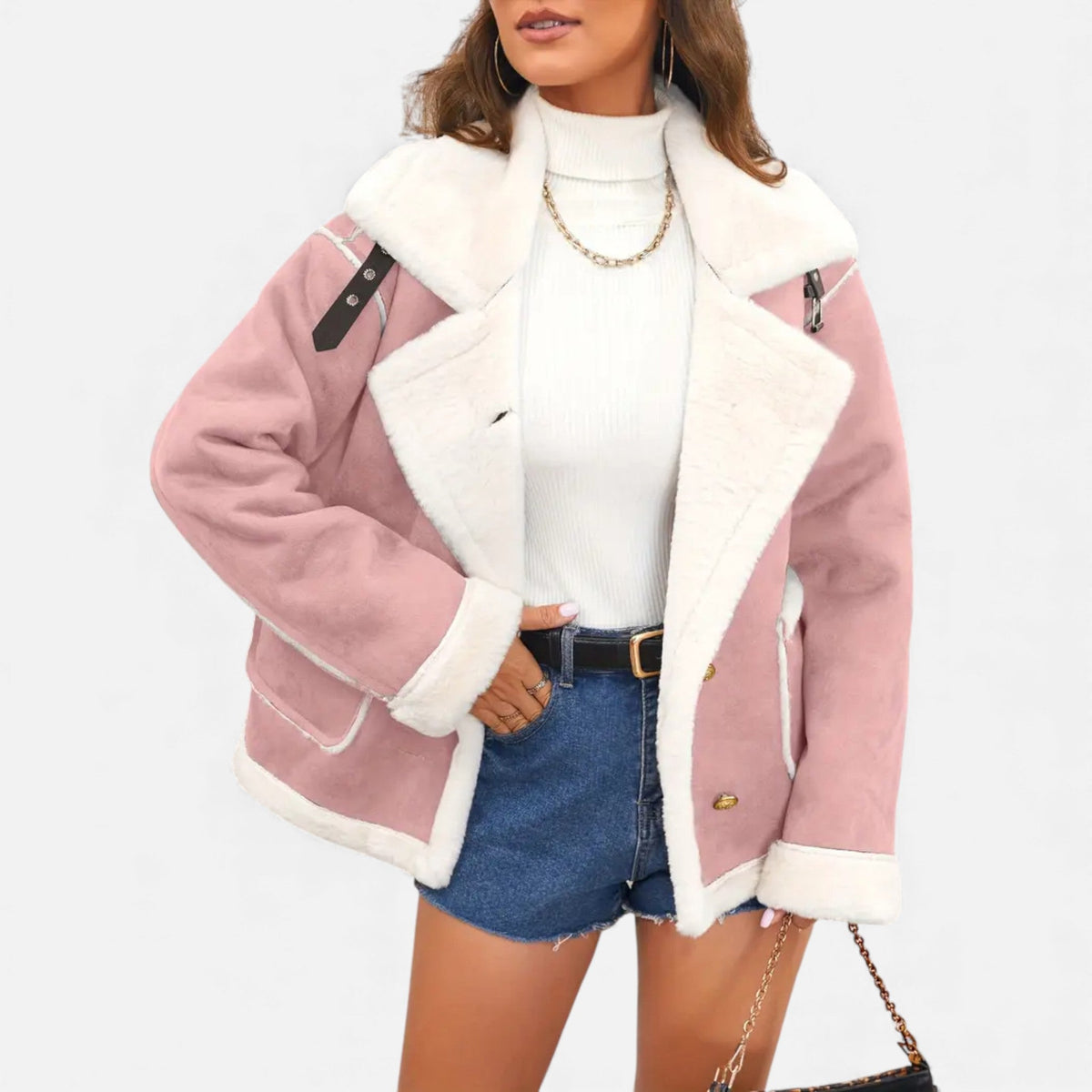 Dorvelli | Women’s Faux-Wool Winter Jacket – Collar Coat with Pockets