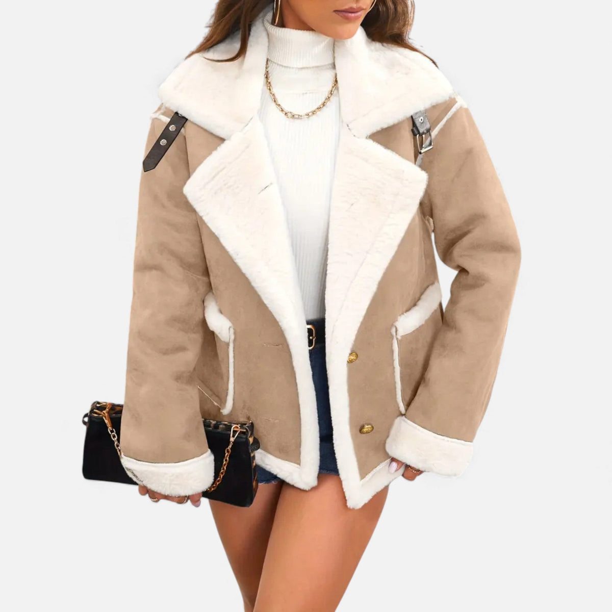 Dorvelli | Women’s Faux-Wool Winter Jacket – Collar Coat with Pockets