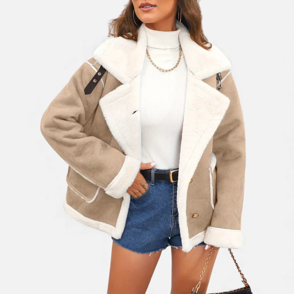 Dorvelli | Women’s Faux-Wool Winter Jacket – Collar Coat with Pockets