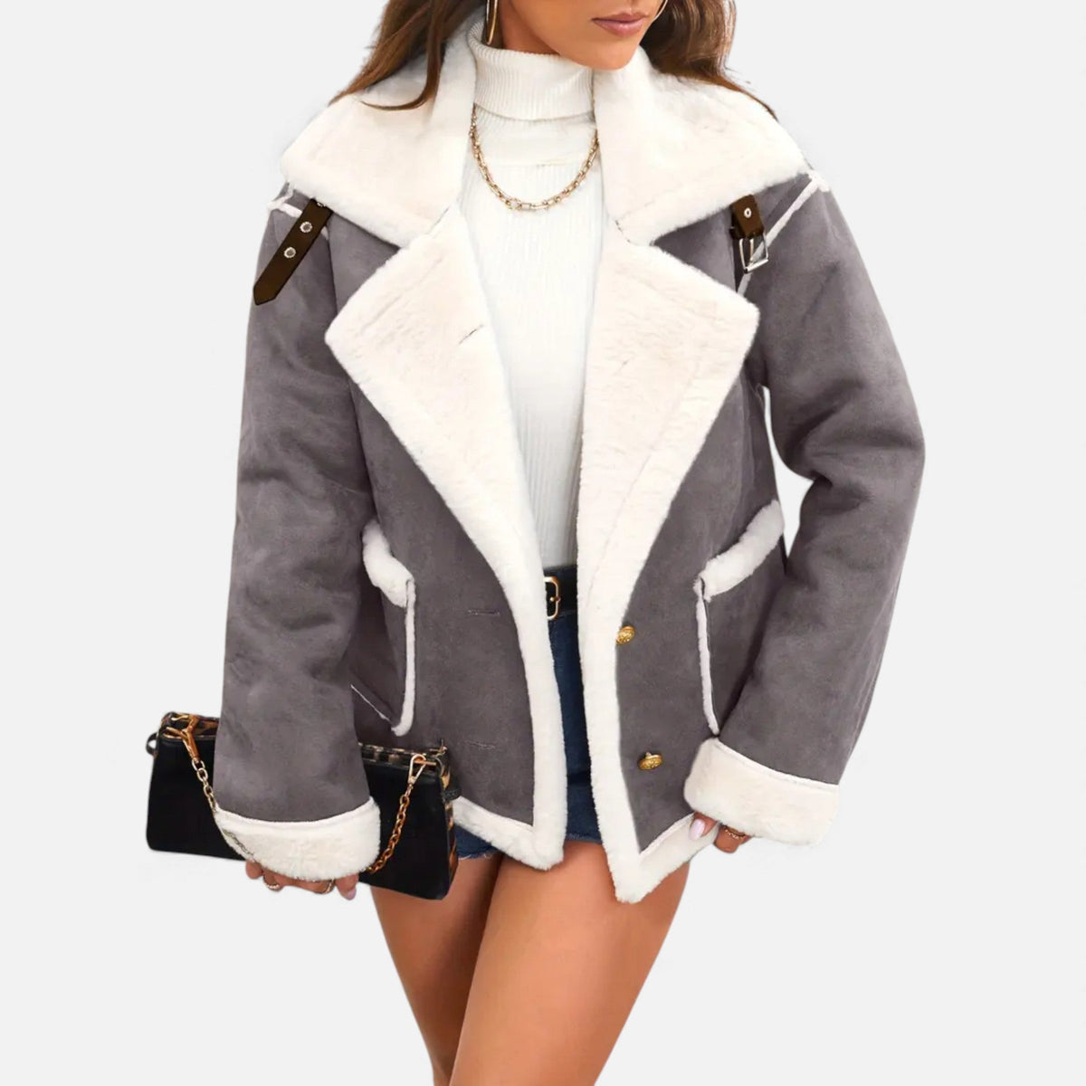 Dorvelli | Women’s Faux-Wool Winter Jacket – Collar Coat with Pockets