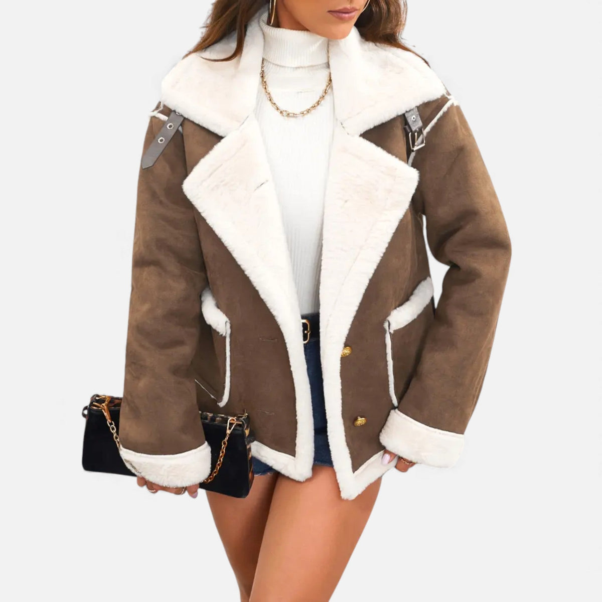 Dorvelli | Women’s Faux-Wool Winter Jacket – Collar Coat with Pockets