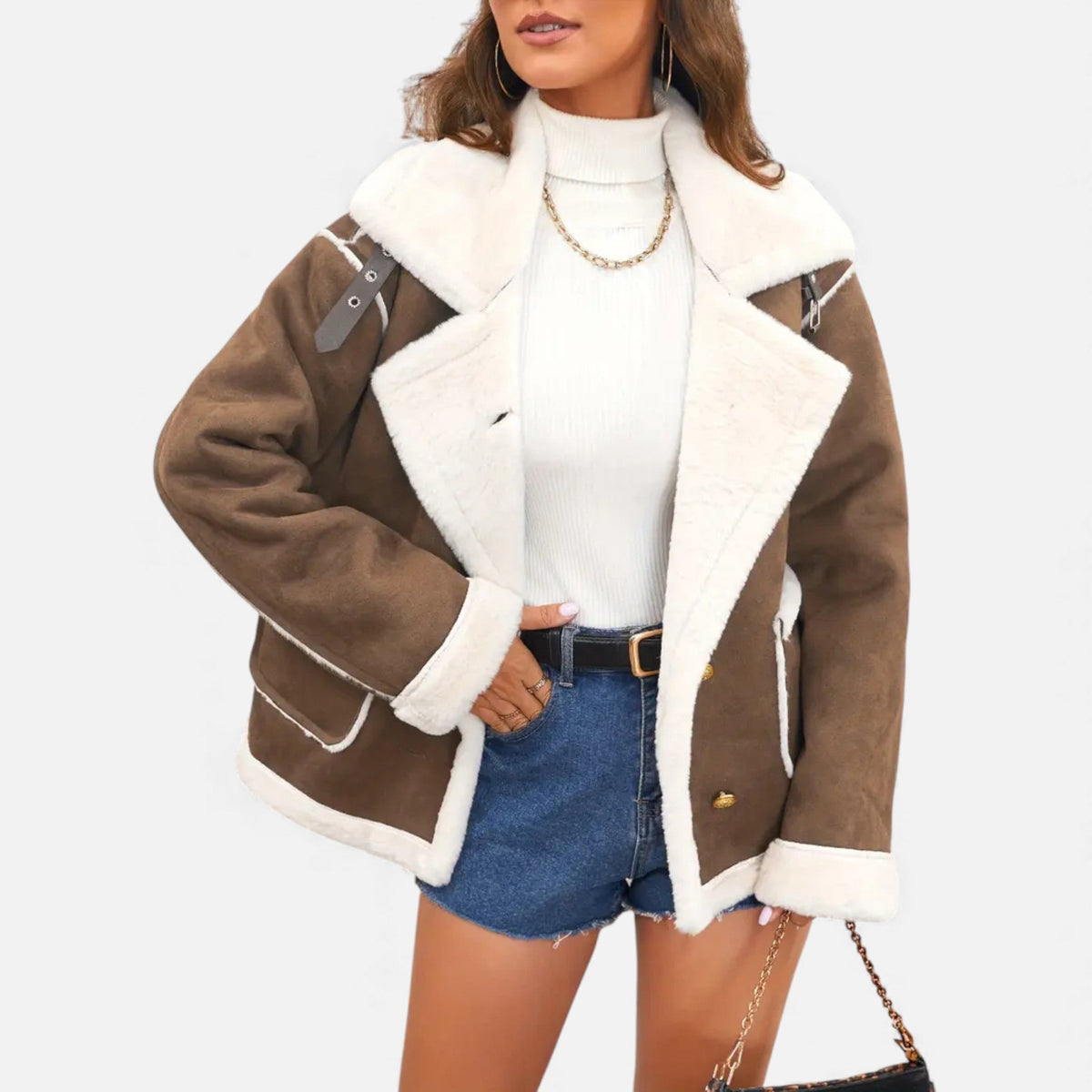 Dorvelli | Women’s Faux-Wool Winter Jacket – Collar Coat with Pockets