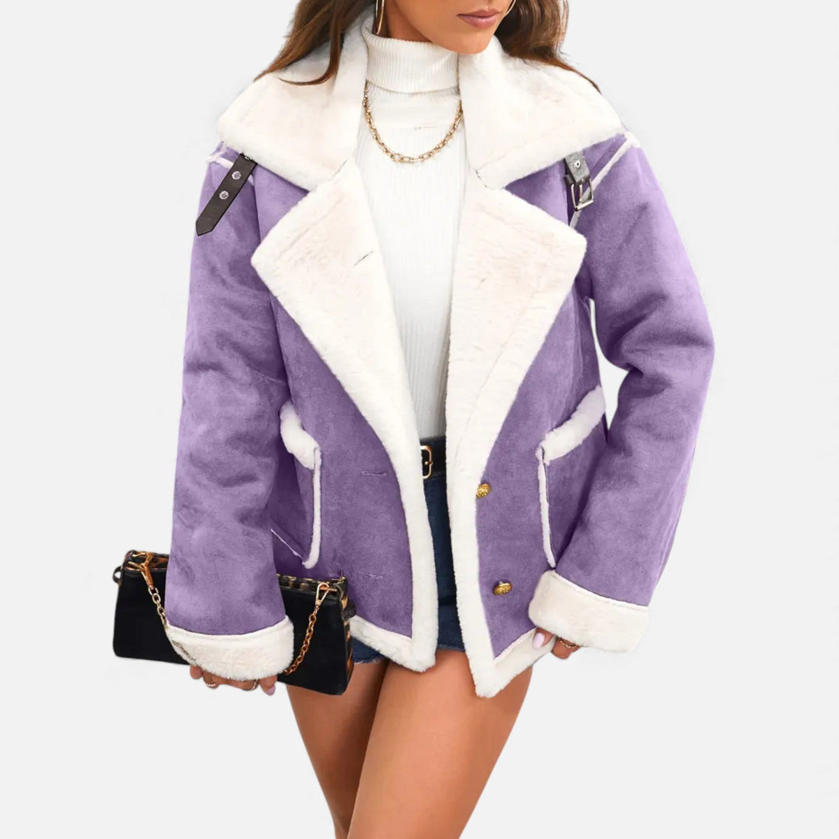 Dorvelli | Women’s Faux-Wool Winter Jacket – Collar Coat with Pockets
