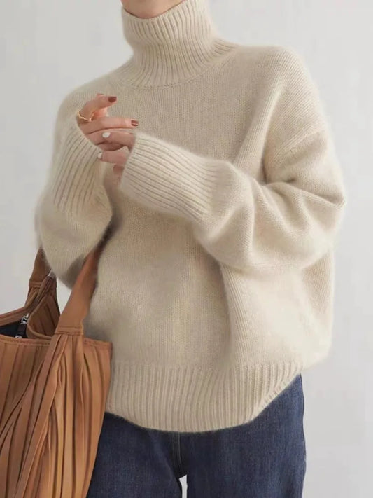Isabella | Women's Oversized Cashmere Feel Knit Turtleneck Jumper