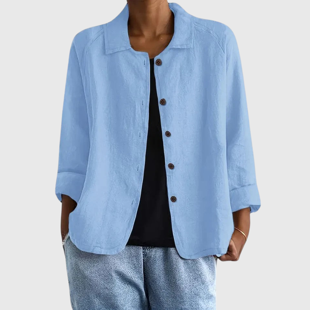 Jenny | Women's Cotton Button Up Shirt with Raglan Sleeves