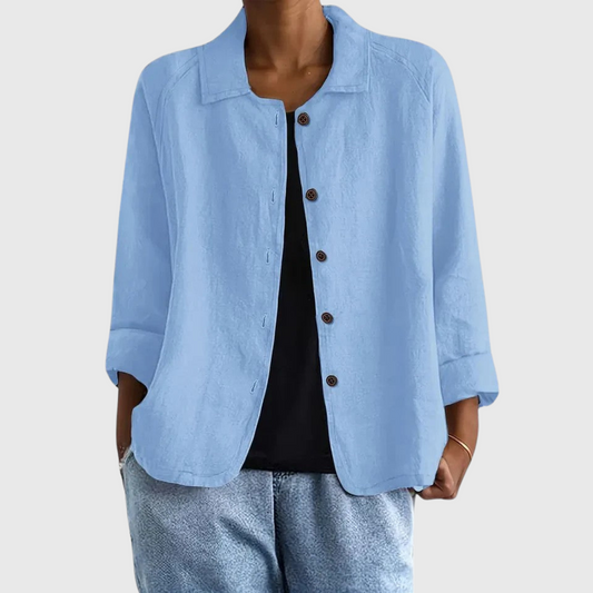 Jenny | Women's Cotton Button Up Shirt with Raglan Sleeves