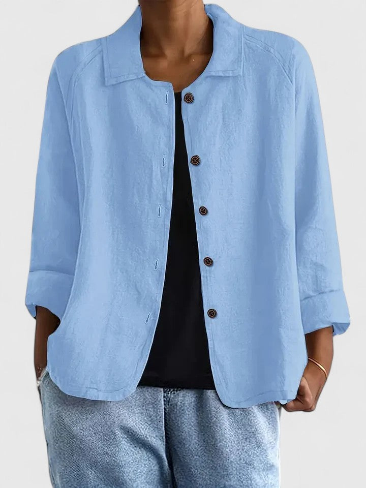 Jenny | Women's Cotton Button Up Shirt with Raglan Sleeves
