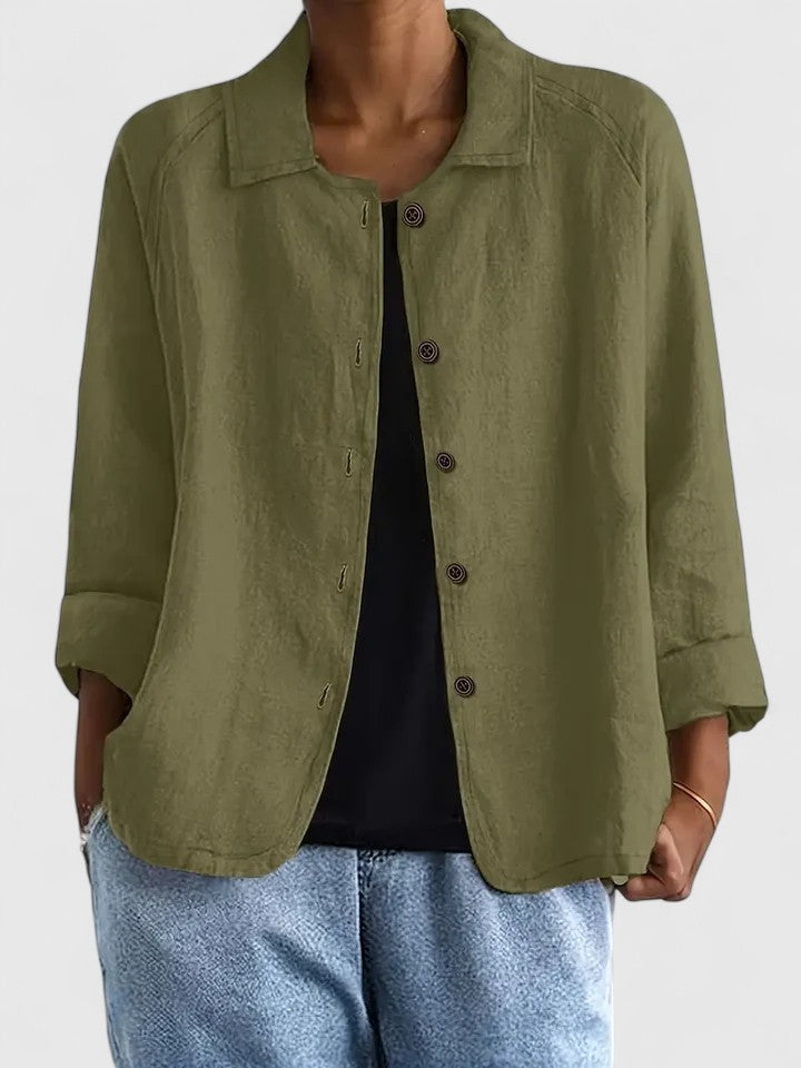 Jenny | Women's Cotton Button Up Shirt with Raglan Sleeves