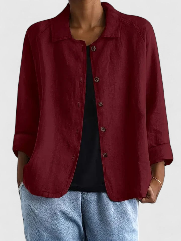 Jenny | Women's Cotton Button Up Shirt with Raglan Sleeves
