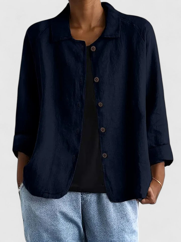 Jenny | Women's Cotton Button Up Shirt with Raglan Sleeves