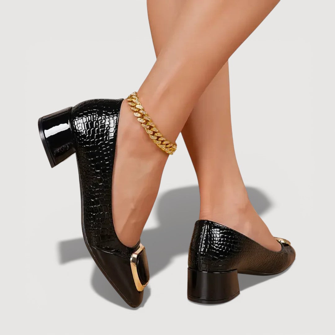 LIVANA – CROCO BLOCK HEELS