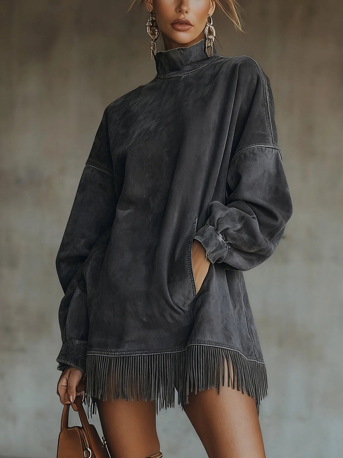 Sheri | Cozy Suede Fringe Dress