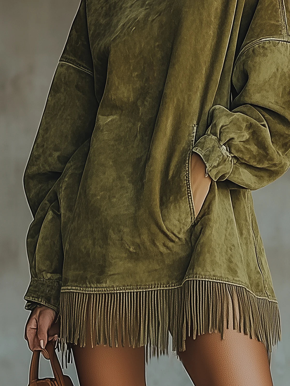 Sheri | Cozy Suede Fringe Dress