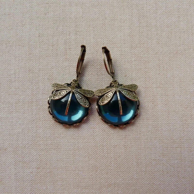 TAMARA™ - Spherical Dragonfly Earrings in Antique Gold