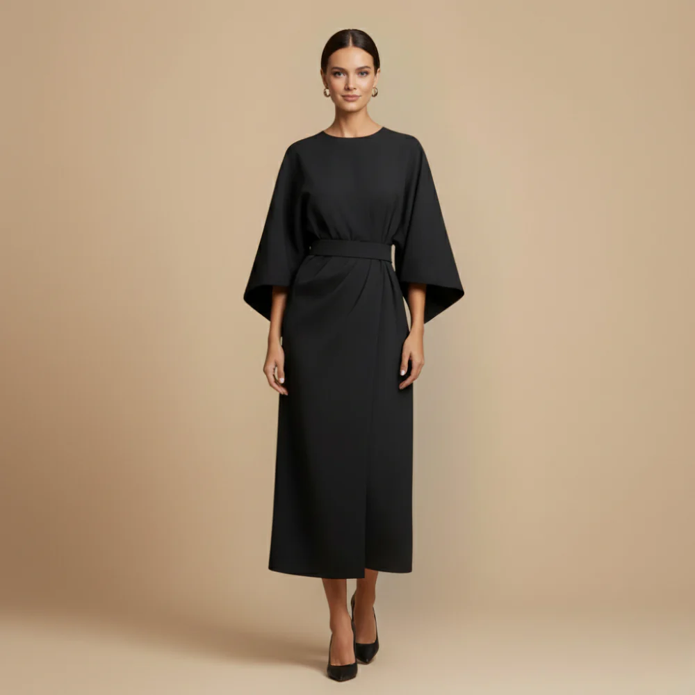 Women’s long sleeve dress with waist tie