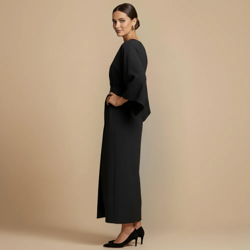 Women’s long sleeve dress with waist tie