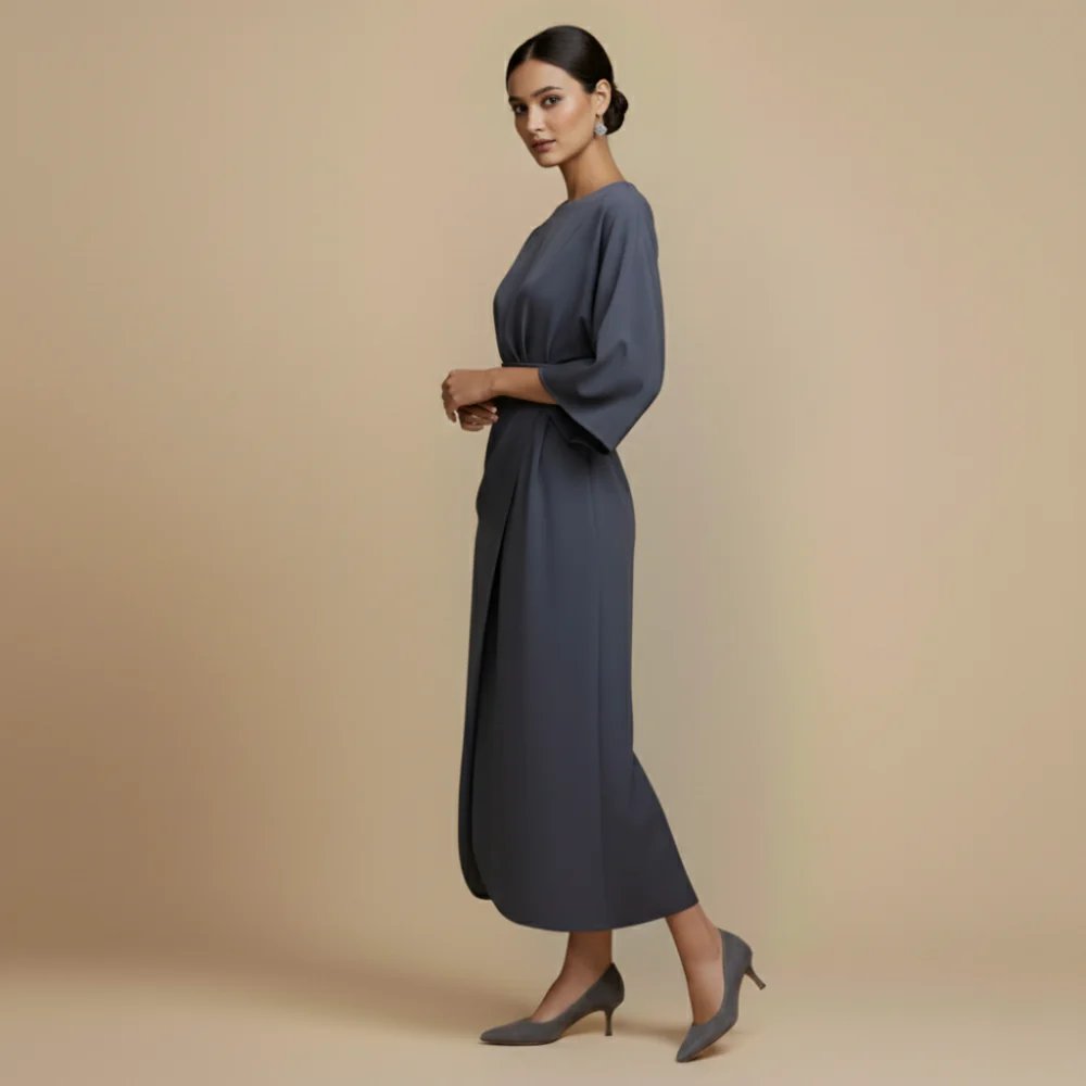 Women’s long sleeve dress with waist tie