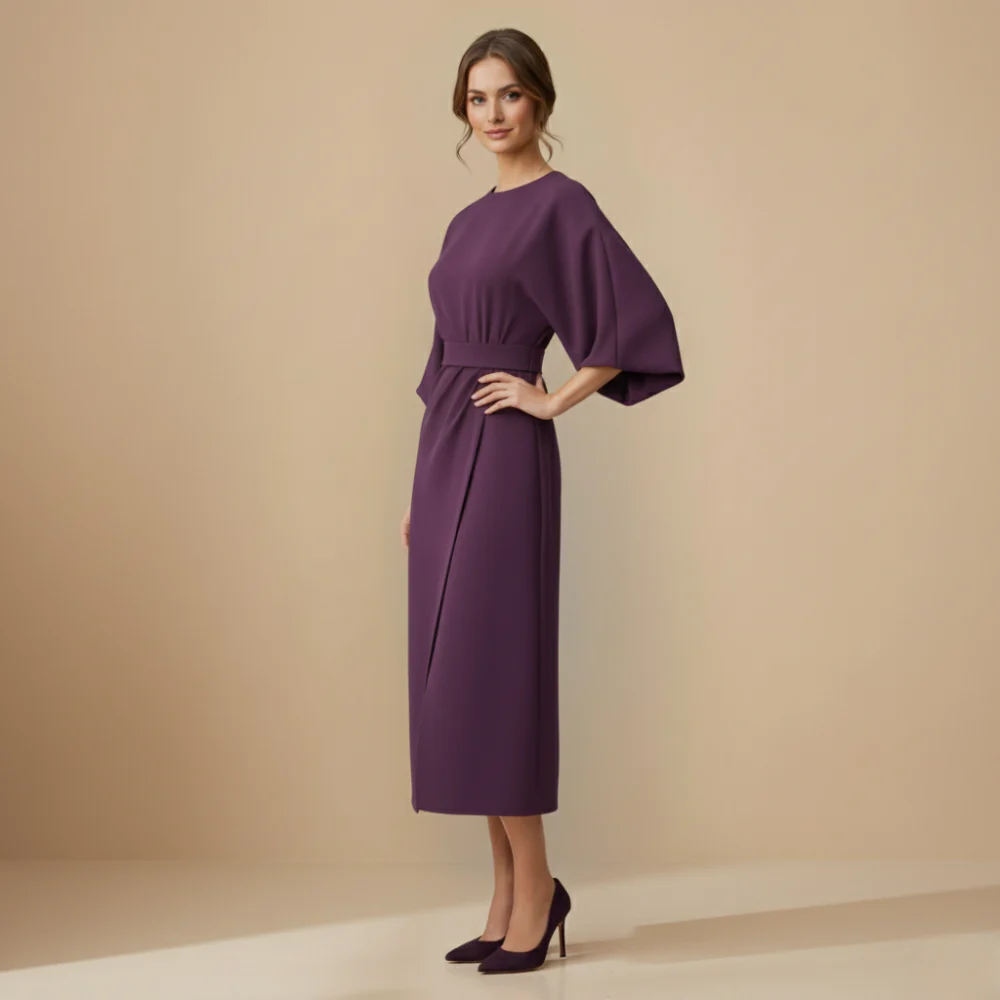 Women’s long sleeve dress with waist tie